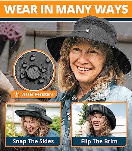 Geartop Wide Brim Sun Hat For Womens And Mens Sun Hats Uv Protection Dark Grey
