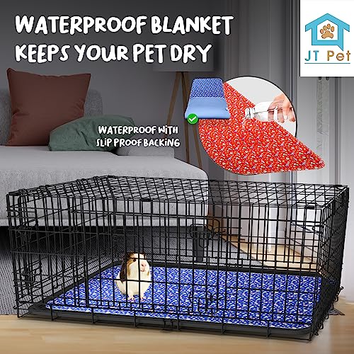JT Pet Guinea Pig Cage Liner Fleece Cage Liners Puppy Pads Washable Reusable Waterproof Pee Pads Hamster Bedding Extra Large Dog Crate Lining (Set of 4 - 47" x 24") (Blue Red Piggies)