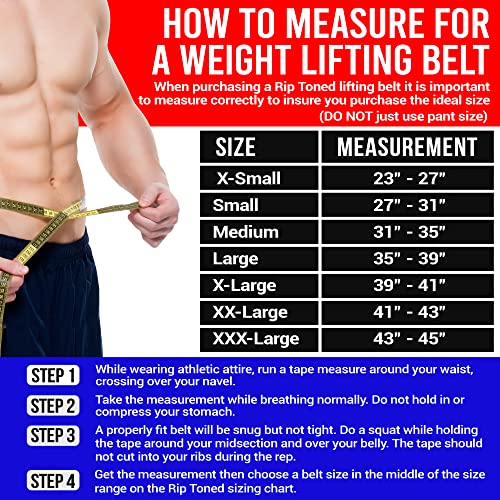 Rip Toned 6 inch Weightlifting Belt Men Women Back Support Weightlifting (Black, Small)