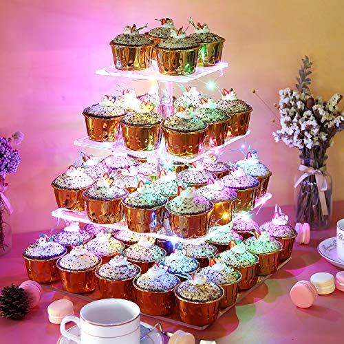 Vdomus Cupcake Stand 4 Tier with LED Lights Multicolor