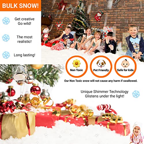 BULK FAKE SNOW powder for Outdoor or Indoor use! Make 15 Gallons of Instant Snow for Christmas Decoration, Snowball Fight & Photography. Artificial Snow Mix for Kids Frozen Theme Party & Winter Craft!