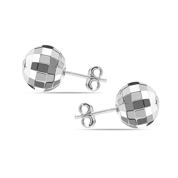 Charmsy 925 Sterling Silver Silver Mirror Ball Earrings Women 8mm
