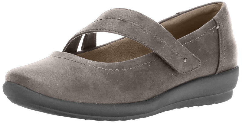 Easy Spirit Women's Aranza Mary Jane Flat Dark Taupe 8 Wide Pair of Shoes