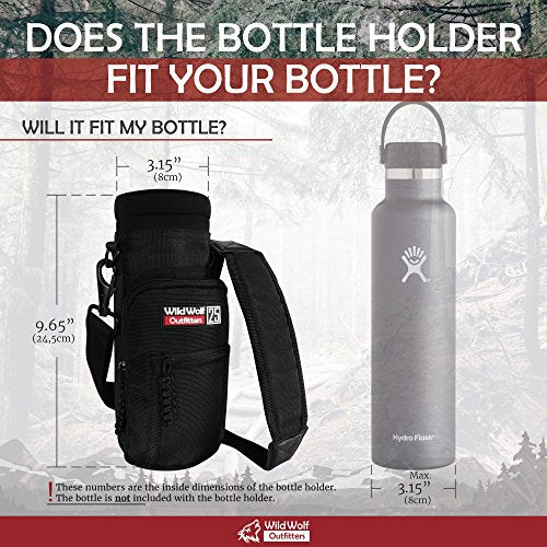 Wild Wolf Outfitters Water Bottle Holder for 25 Oz Bottles Pockets Padded Strap