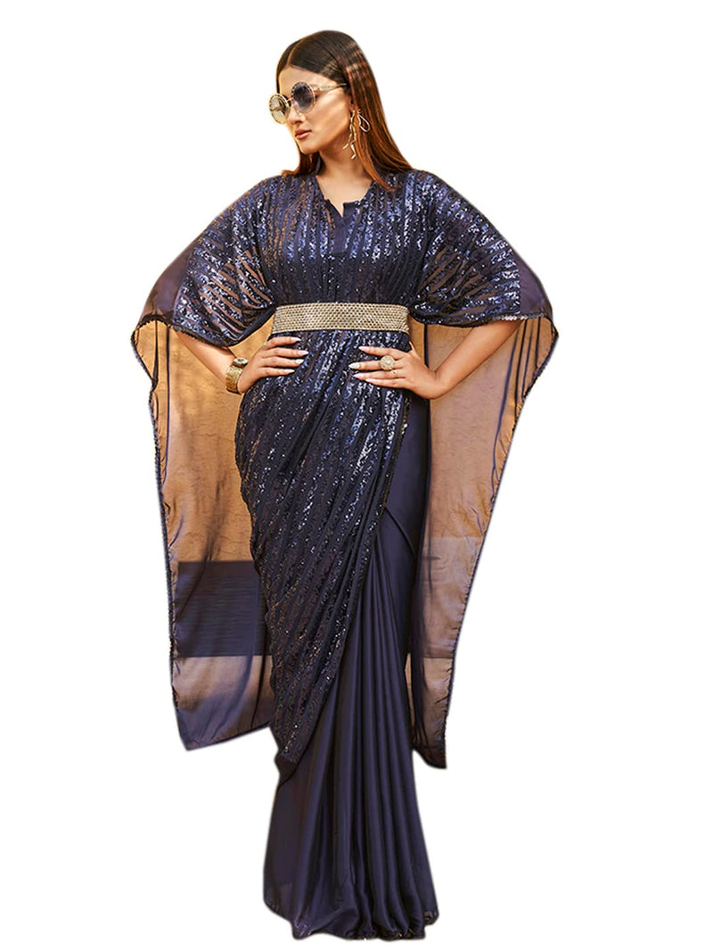 Women's Sequinned Kaftan Poly Crepe Sarees