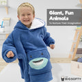 Wearable Blanket Kids 3 to 10yr Fun Animal Kids Blanket Hoodie Blue Shark