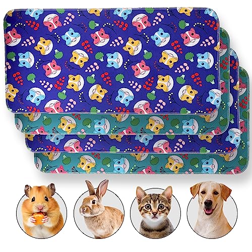 JT Pet Guinea Pig Cage Liner - Pack of 4 Washable Pee Pads for Dogs, Smooth Fleece Guinea Pig Bedding for Cage & Crates, Reusable & Waterproof Puppy Pee Pads - 47x24 Inches, Green Purple Piggies