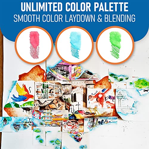 Amazrock Professional Watercolor Pencils Set 36 Colors Soft Core Travel