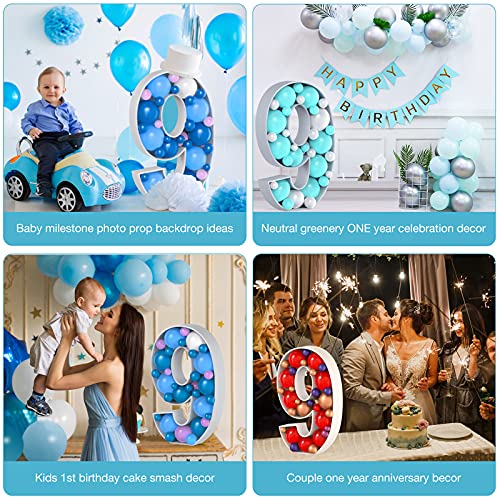 Number Balloon,Marquee Numbers 9 Pre-Cut Kit Cardboard Light Up Mosaic Frame Large Foam Board for 9th Birthday Giant Backdrop Boy Girl Party Supplies Para Cumpleaños Anniversary Decorations