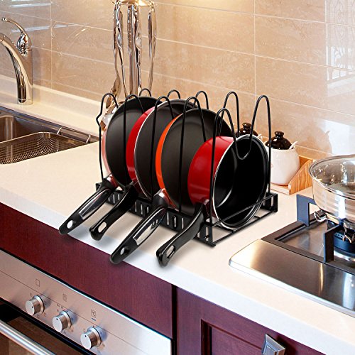 Vdomus Adjustable Pots & Pans Rack Kitchen Cookware Storage Pan Black Metal