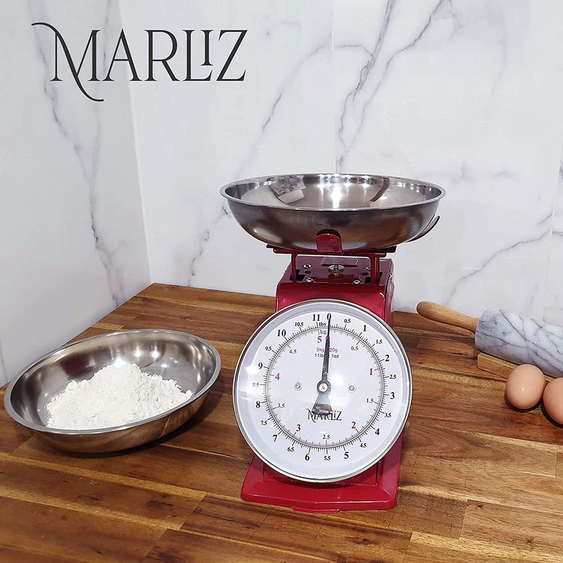 MARLIZ 11 lb/ 5Kg Old Antique Style Mechanical Kitchen Scale with 2 Bowls  |Food Scale for Kitchen| Analog Kitchen Scale Kilogram/pounds| Analog Food