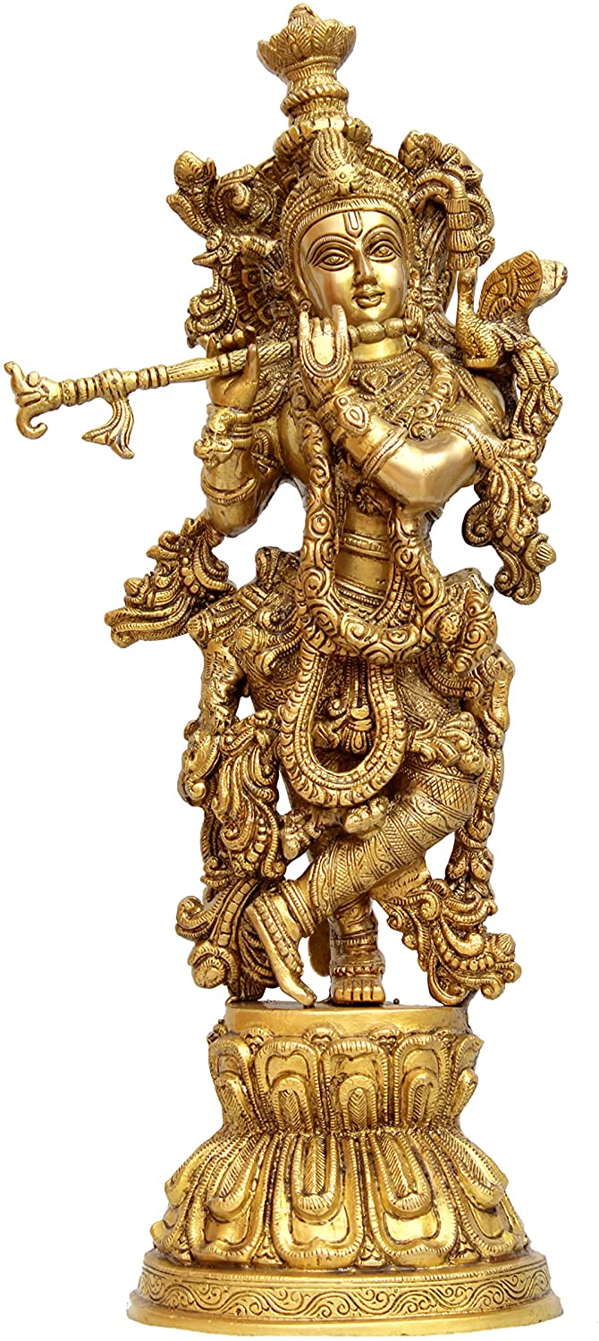 Esplanade Lord Krishna Kishan Murti Idol Statue Sculpture Brass 21 Inch