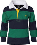 Sportoli Boys Cotton Wide Striped Long Polo Rugby Shirt Green Size 12 T-Shirt