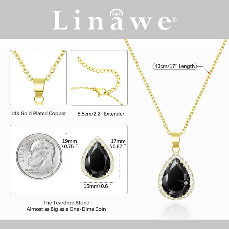 Linawe Black Crystal Gold Chain Necklace for Women Trendy Diamond Pendant