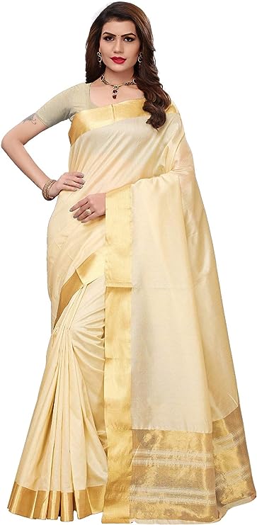 CRAFTSTRIBE Cotton Polyester Silk Big Checks Golden for Women