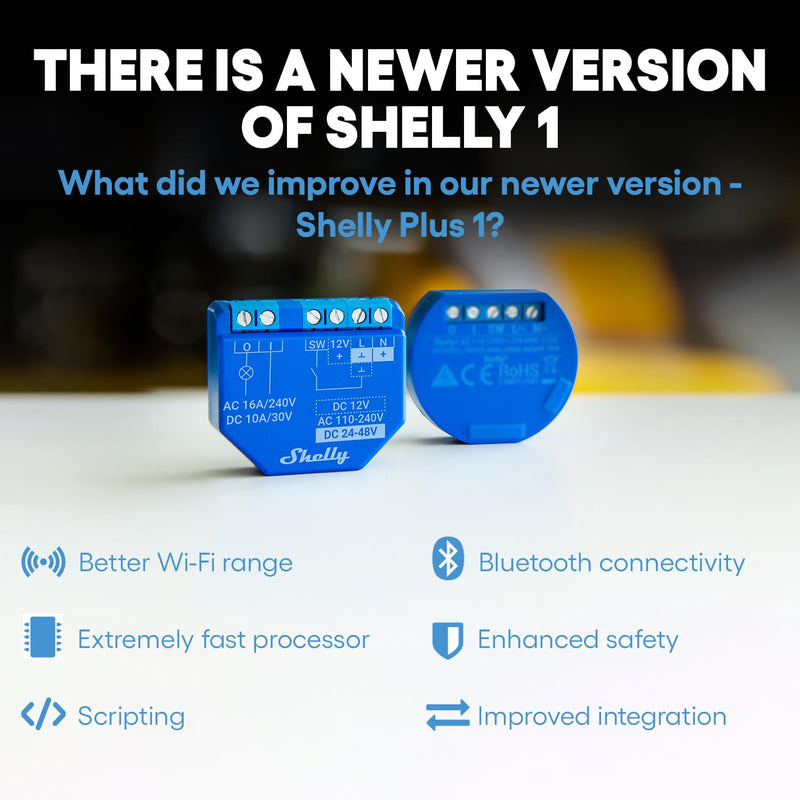 SHELLY 1 One Relay Switch Wireless WiFi Home Automation iOS Android Application 2 pack UL