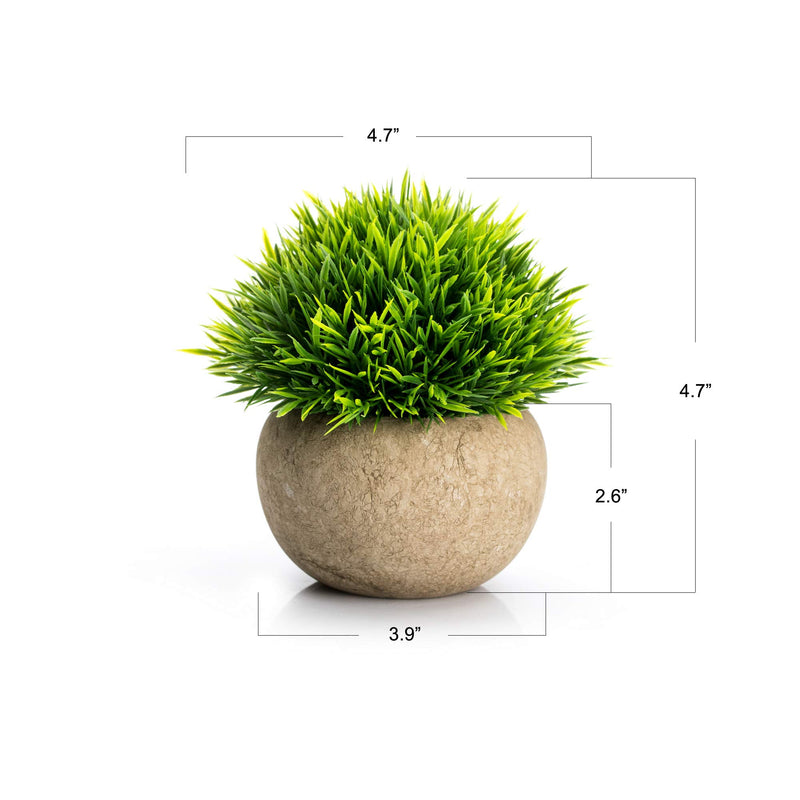 Velener Mini Fake Color Grass Green Plant Round Pot Indoor Decor