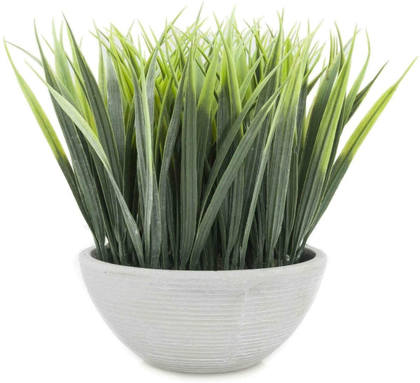 Velener Long Artificial Fake Green Grass in White Pot