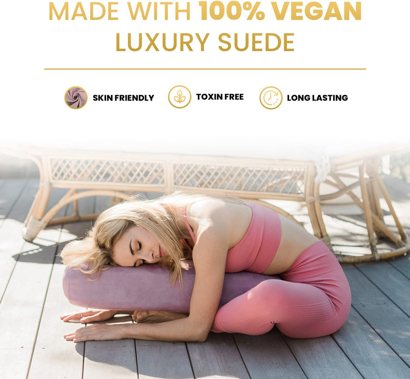 AJNA Yoga Bolster Pillow Vegan Suede Rose Quartz