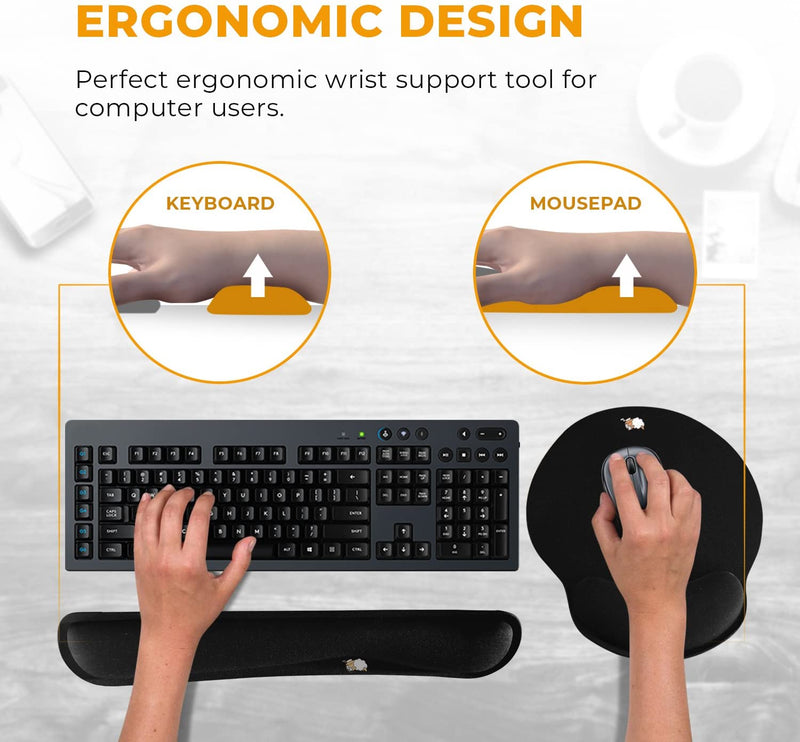Keyboard Wrist Rest and Ergonomic Mouse Pad Kit