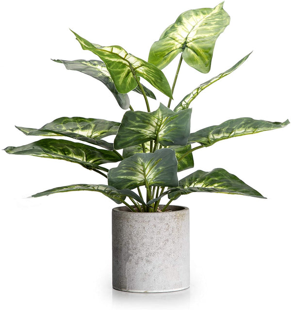 Velener Artificial Potted Green Leaf Plant in Pot, 16 inches, 1 piece