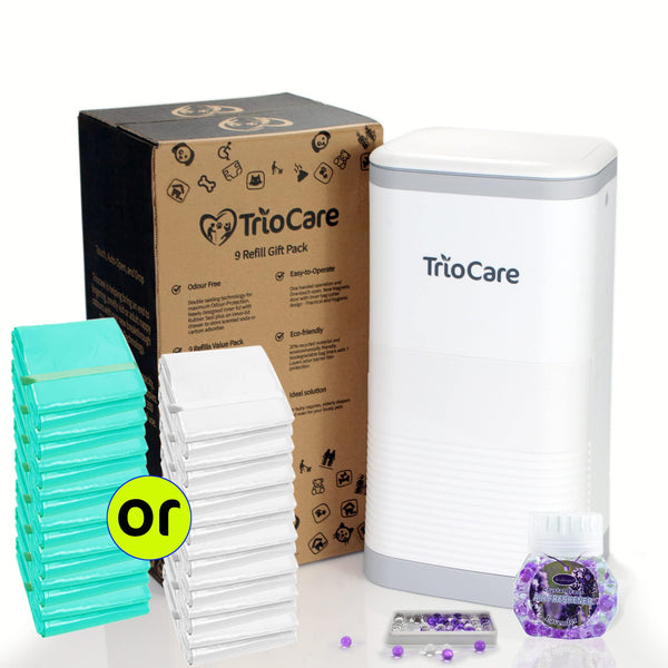 Triocare Diaper Pail Odor Locking White Bin 5292 Count Bags Modern Design