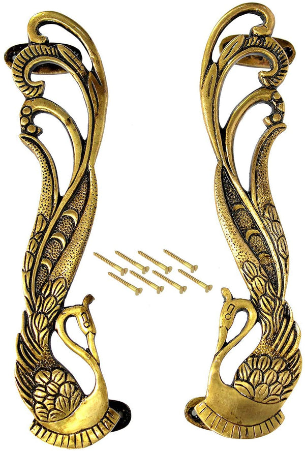 eSplanade - 11" Designer Peacock Brass Door Handle Pair