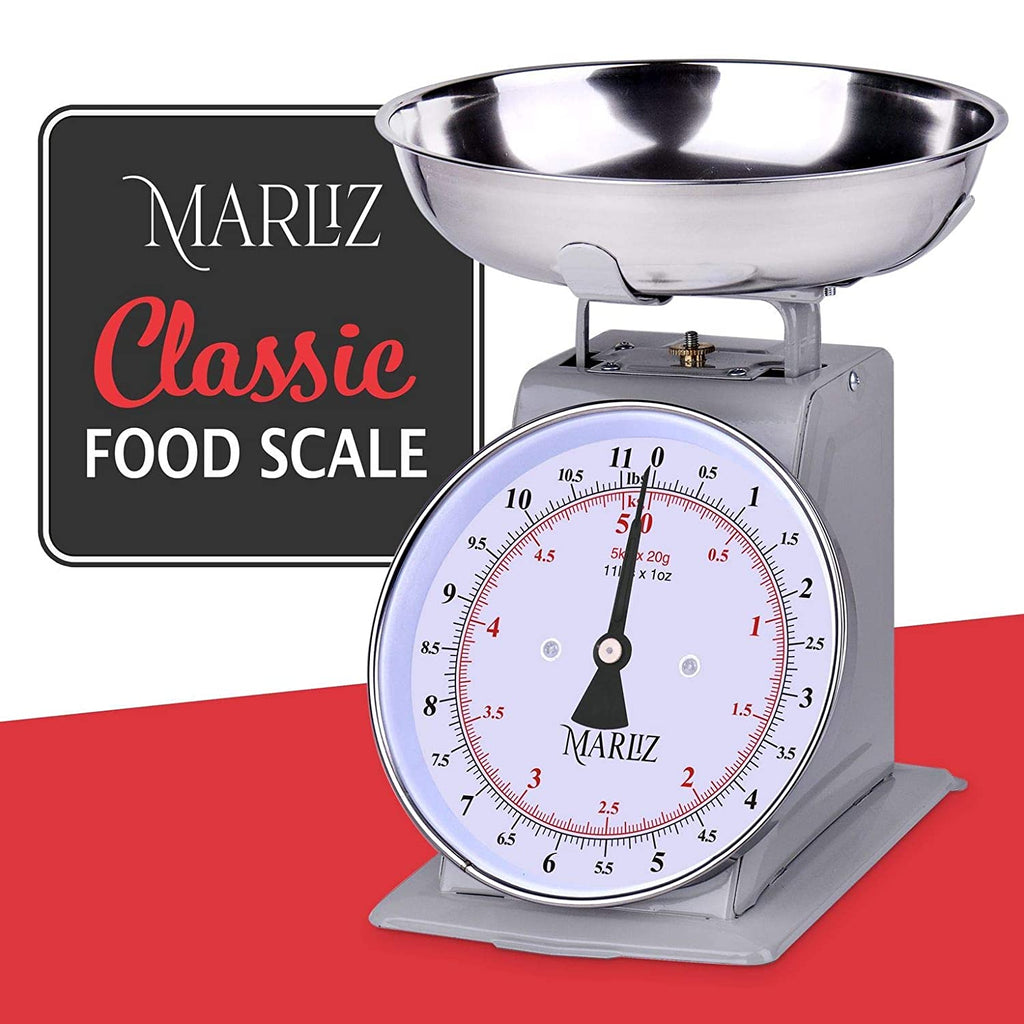 MARLIZ 11 lb/ 5Kg Old Antique Style Mechanical Kitchen Scale with 2 Bo