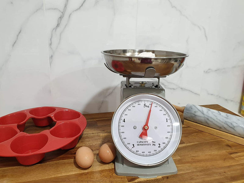 MARLIZ 11 lb/ 5Kg Old Antique Style Mechanical Kitchen Scale with 2 Bowls  |Food Scale for Kitchen| Analog Kitchen Scale Kilogram/pounds| Analog Food