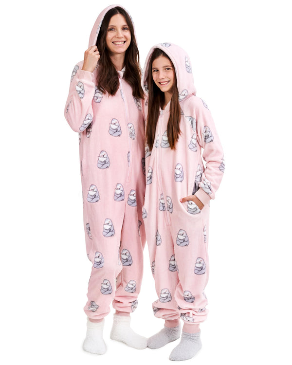 The Big Softy Adult Onesie Pajamas for Women Teen PJs XSmall Pink Sloths