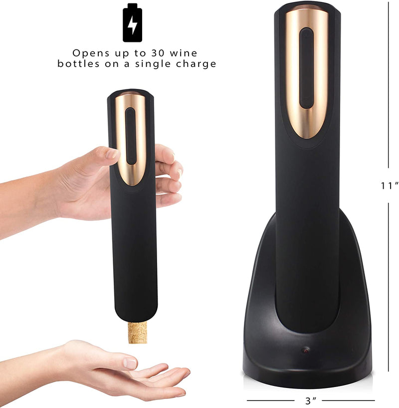 Electric Wine Opener, Rechargeable, Rose Gold & Black