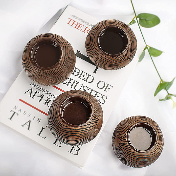 KiiZYs 4 piece Brown Modern Tealight Candle Holders