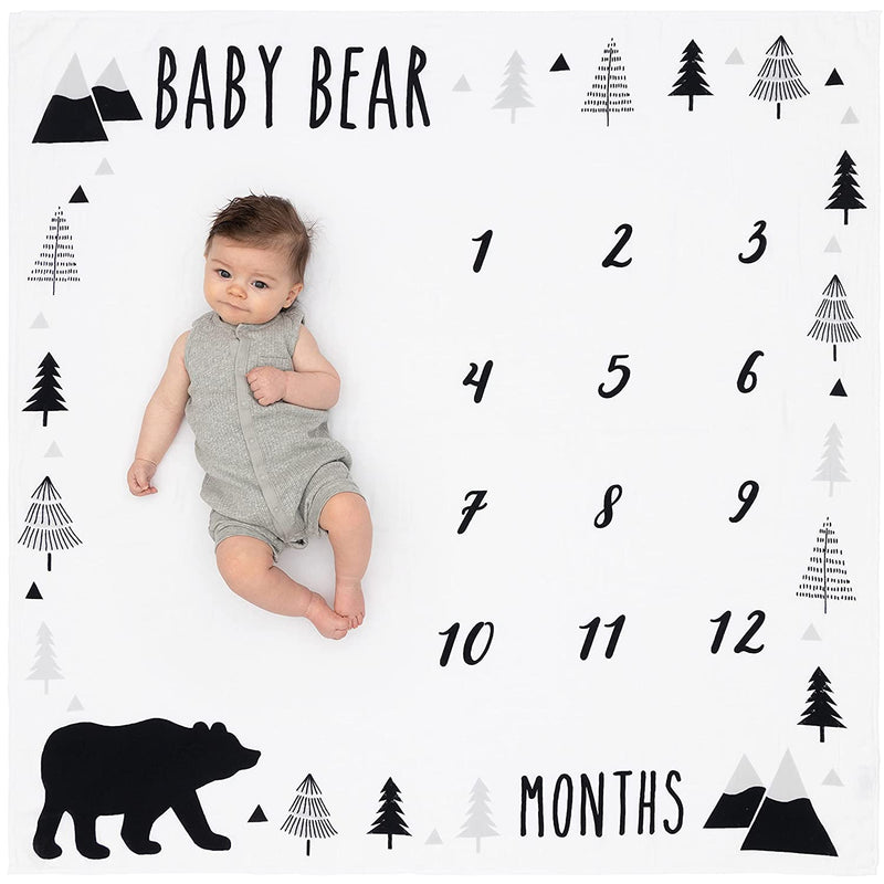 Baby Monthly Milestone Blanket for Boy Baby Bear Month Blanket