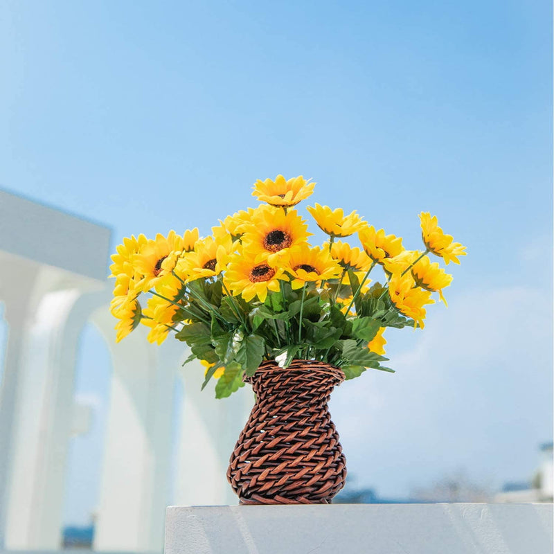 Fake Flowers in Vase for Home Decor Yellow