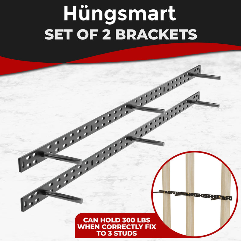Set of 2 Floating Shelf Brackets 38 inch Multiple Mounting Location Hit 3 Studs Heavy Duty Perfect Bracket for Long Shelf/ Hidden Wall Shelves Support Hardware Kitchen/Living Room/Office (8 inch Rods)