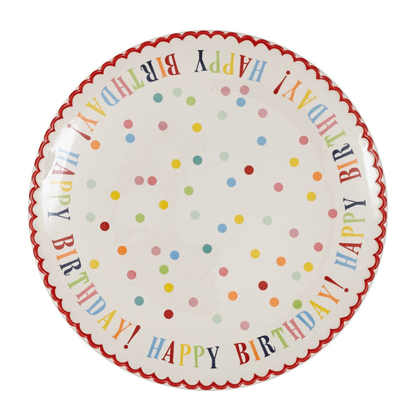 Dii Happy Birthday Stoneware Cake Plate White 12 Inch Diameter