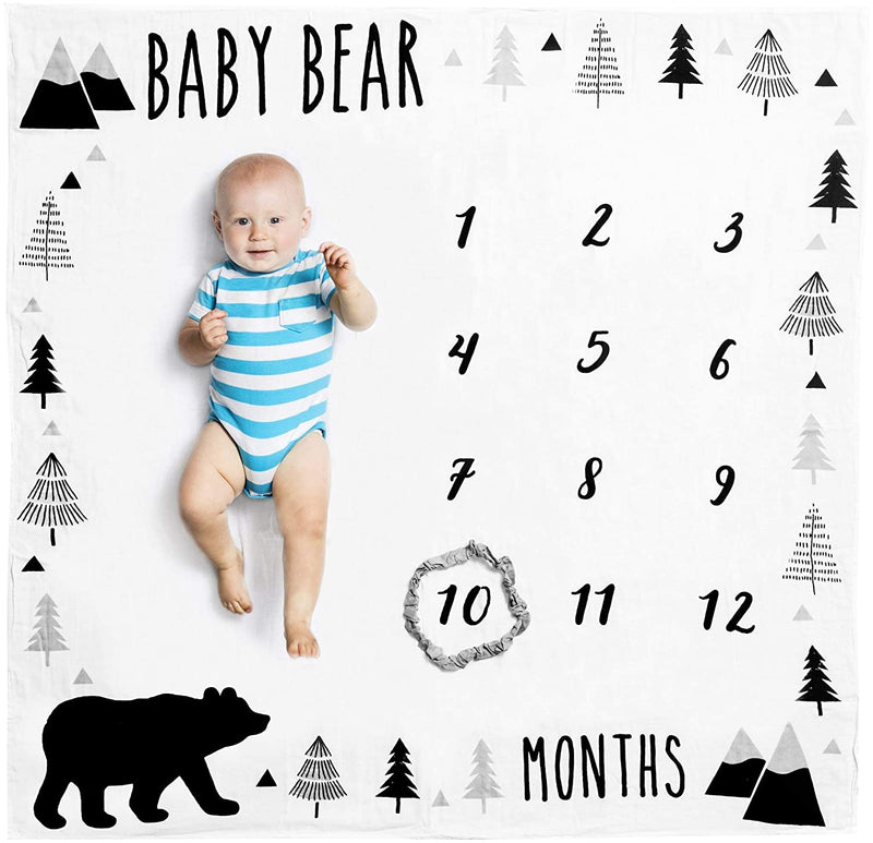 Baby Monthly Milestone Blanket for Boy Baby Bear Month Blanket