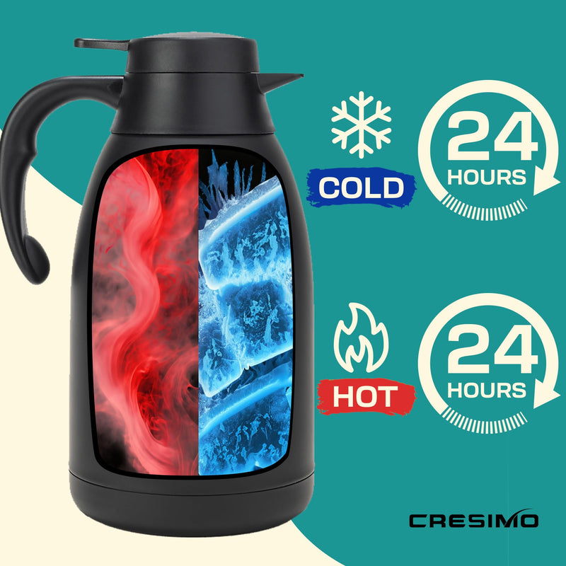 Thermal Carafe 68 Oz Black Stainless 24 Hours Hot & Cold Beverage Dispenser