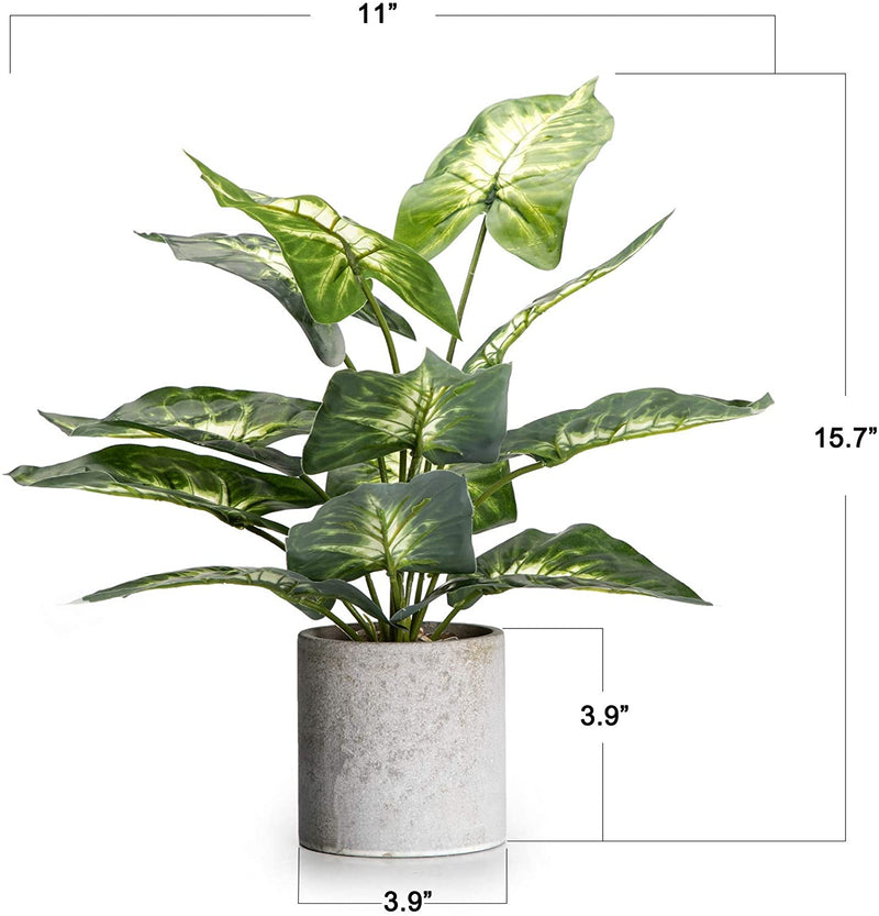 Velener Artificial Potted Green Leaf Plant in Pot, 16 inches, 1 piece