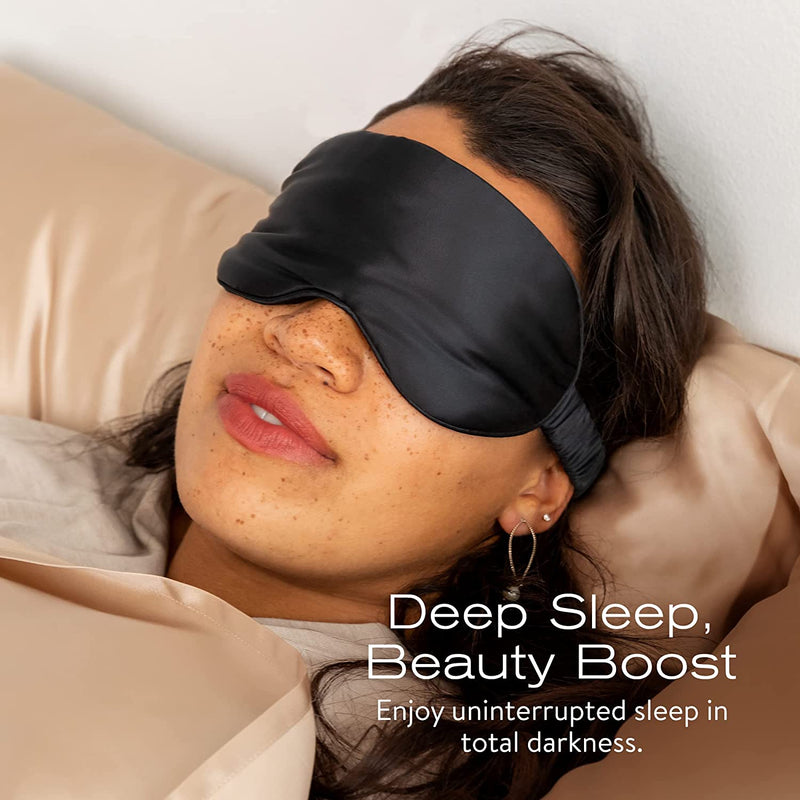 Sleep Mask Silk 100% Pure Mulberry Silk Midnight Black