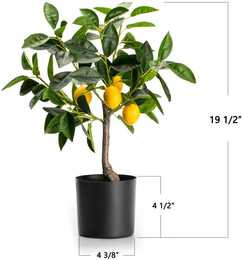 Velener Mini Artificial Lemon Tree Potted Bonsai Plant 19 inches