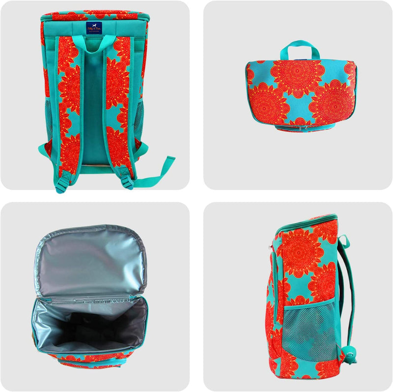 Insulated Picnic Backpack for Women Teal & Orange