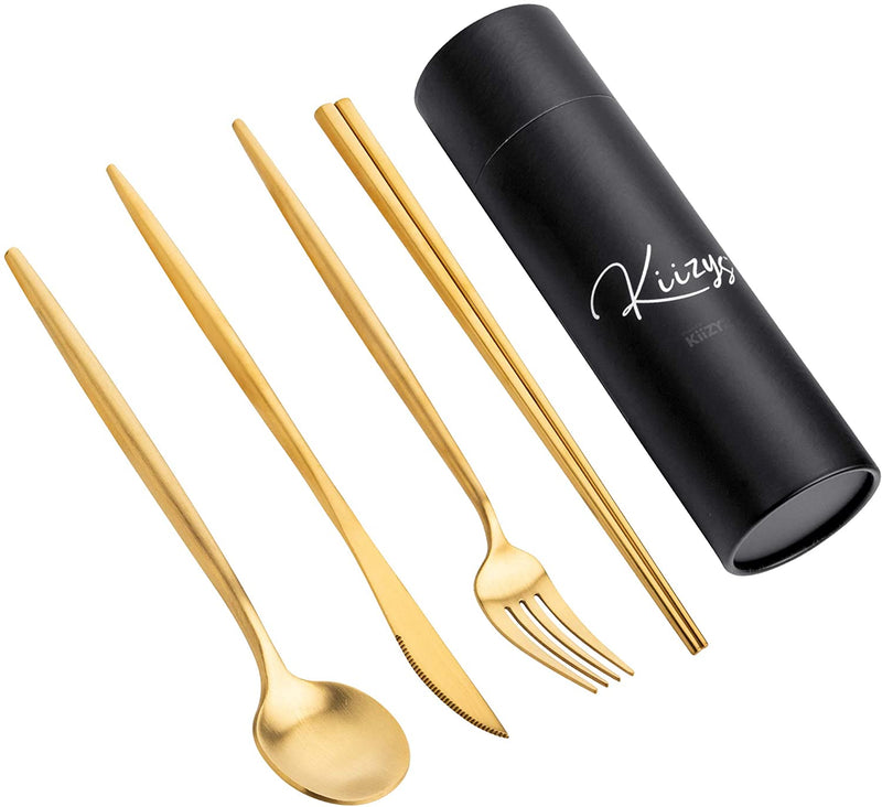 Gold Silverware Set Stainless Steel 16 piece Fork Spoon Knife Chopsticks Set