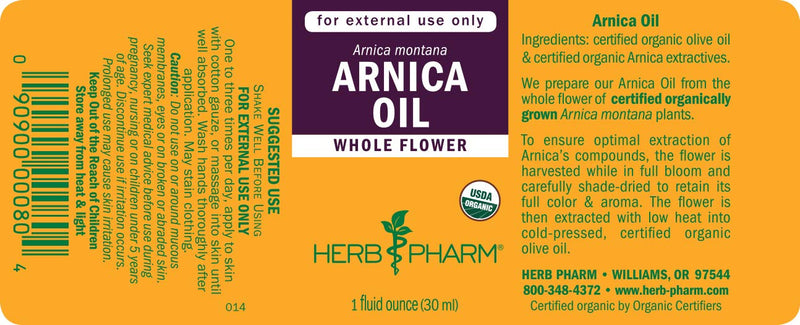 Herb Pharm Certified Organic Oil Arnica 1 Fl Oz