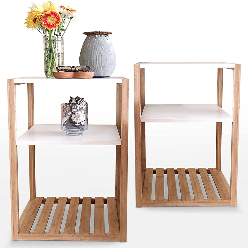 Stndrd Modern Bamboo Nightstand White Sustainable Bamboo Bedside Tables