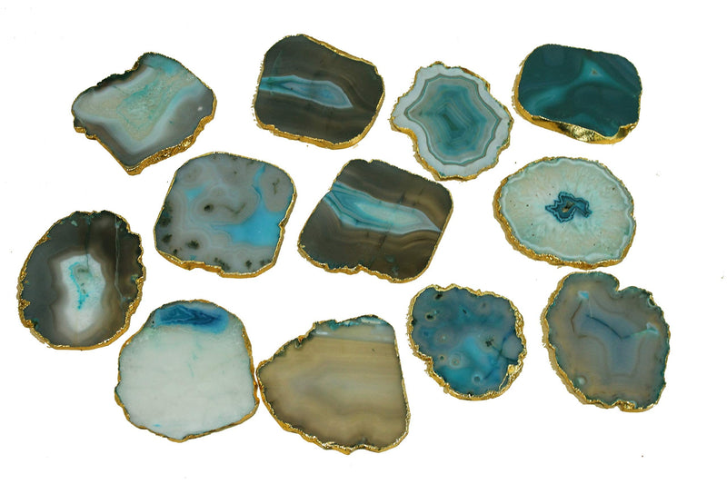 Esplanade Natural Agate Coasters Set of 4 Perfect Table Accessories Green