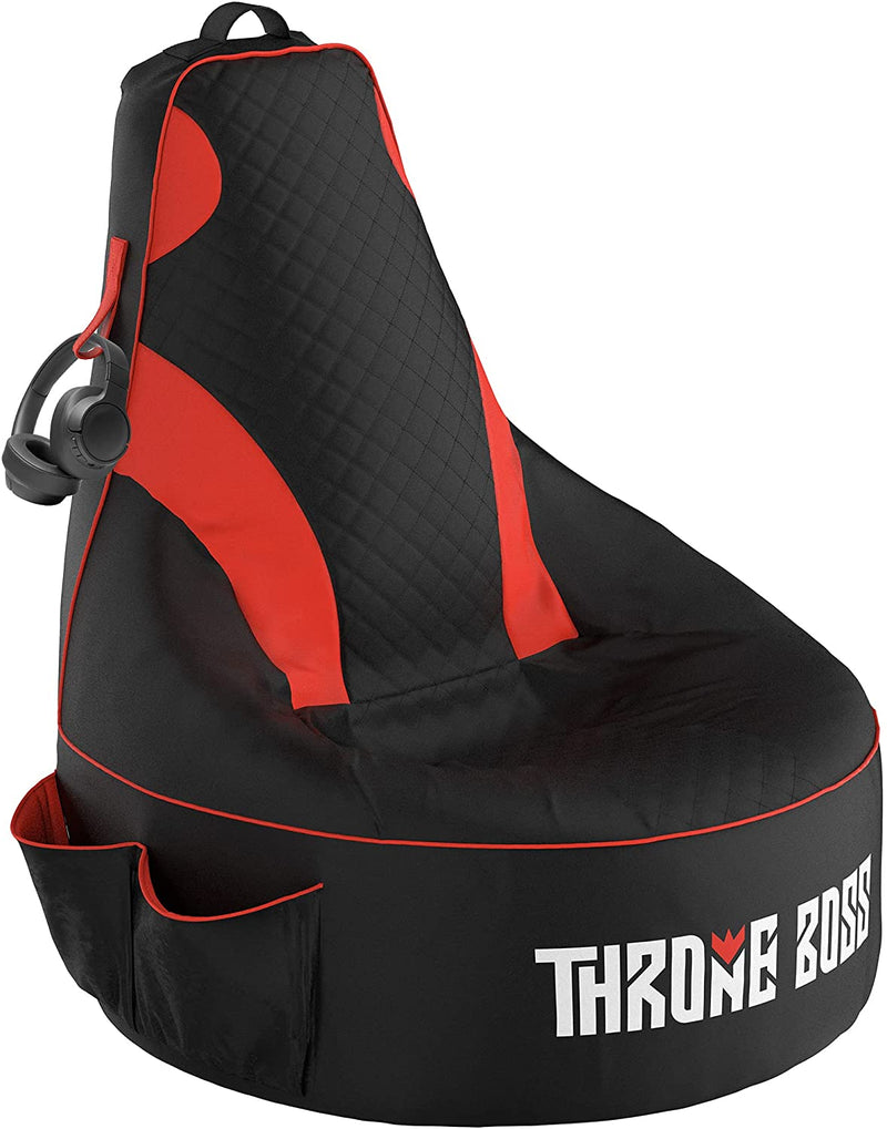 Premium Gaming Bean Bag Chair for Adults No Filling Black Red
