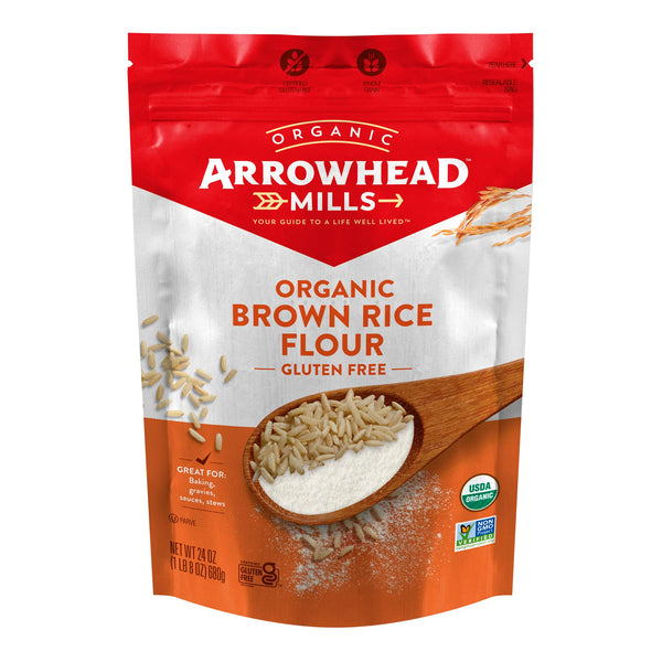 Arrowhead Mills Organic Brown Rice Flour Gluten Free 24 Oz