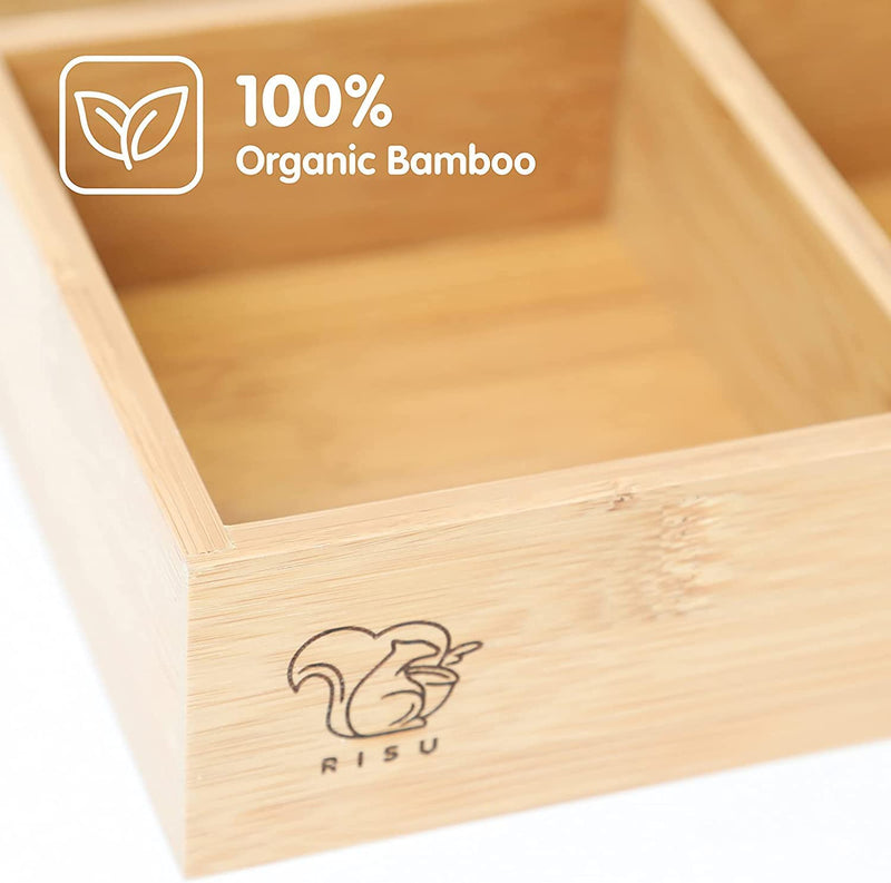 Bamboo Junk Drawer Organizer, Set of 10 Boxes Natural