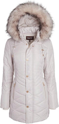 Women's Plush Lined Winter Puffer Coat Zip Off Fur Trim Hood Size 1x